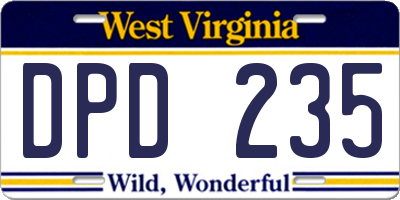 WV license plate DPD235