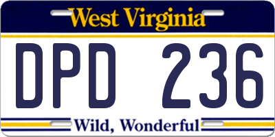 WV license plate DPD236