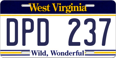 WV license plate DPD237