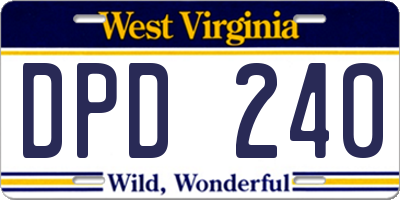 WV license plate DPD240