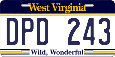 WV license plate DPD243
