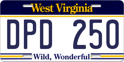 WV license plate DPD250