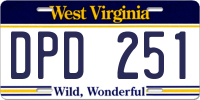 WV license plate DPD251