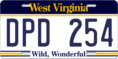 WV license plate DPD254