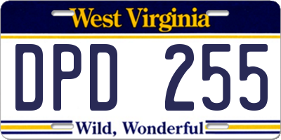 WV license plate DPD255