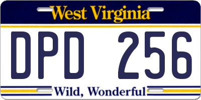 WV license plate DPD256