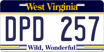 WV license plate DPD257