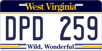 WV license plate DPD259