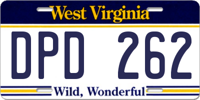 WV license plate DPD262