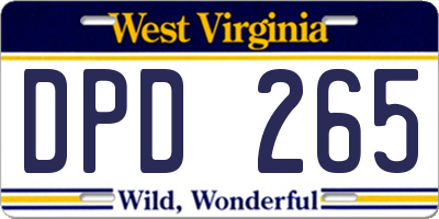 WV license plate DPD265