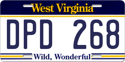 WV license plate DPD268