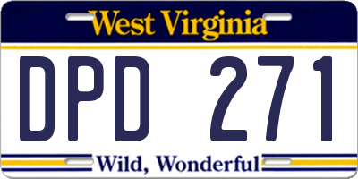 WV license plate DPD271