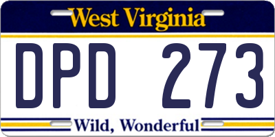 WV license plate DPD273