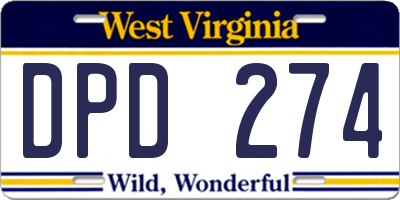 WV license plate DPD274