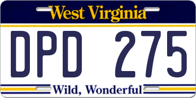 WV license plate DPD275