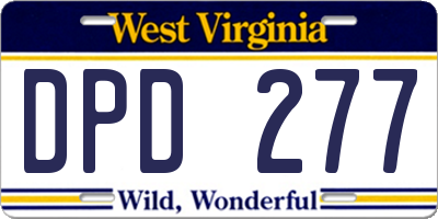 WV license plate DPD277