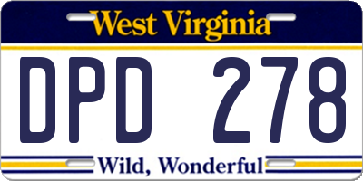 WV license plate DPD278