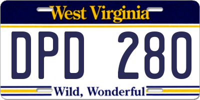 WV license plate DPD280