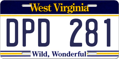WV license plate DPD281