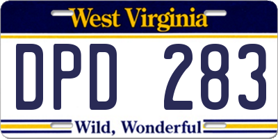 WV license plate DPD283