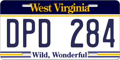 WV license plate DPD284