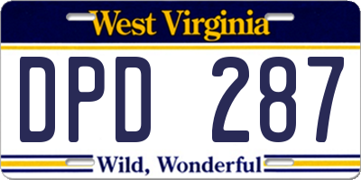 WV license plate DPD287