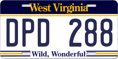 WV license plate DPD288