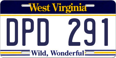 WV license plate DPD291