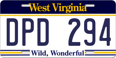 WV license plate DPD294