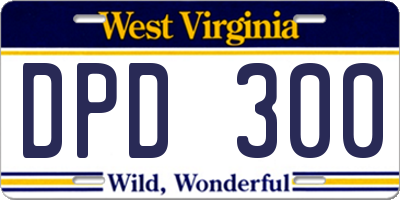 WV license plate DPD300