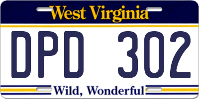 WV license plate DPD302
