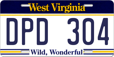 WV license plate DPD304