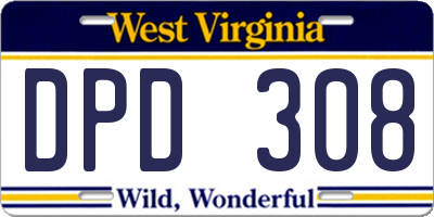 WV license plate DPD308