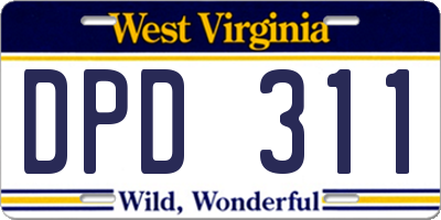 WV license plate DPD311