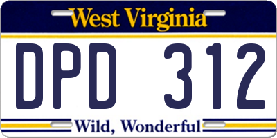 WV license plate DPD312