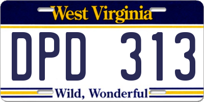 WV license plate DPD313
