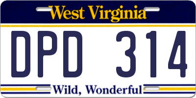 WV license plate DPD314
