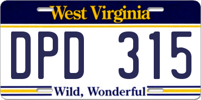 WV license plate DPD315