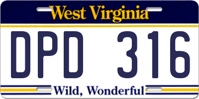 WV license plate DPD316