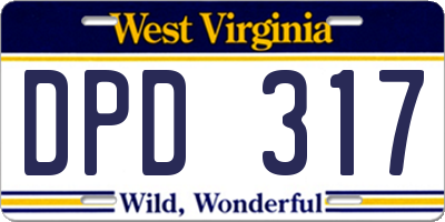 WV license plate DPD317