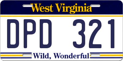 WV license plate DPD321