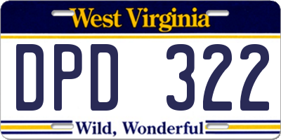 WV license plate DPD322