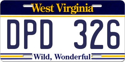 WV license plate DPD326