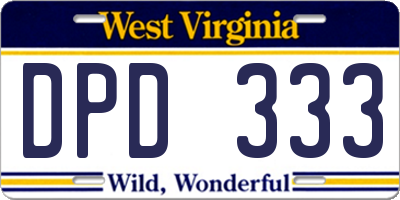 WV license plate DPD333