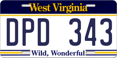 WV license plate DPD343