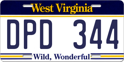 WV license plate DPD344