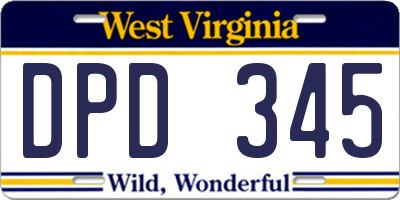 WV license plate DPD345