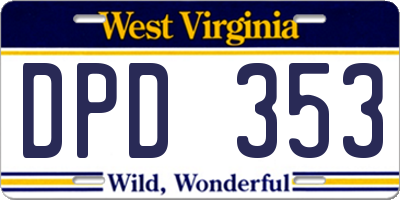WV license plate DPD353