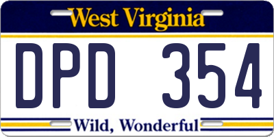 WV license plate DPD354