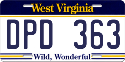 WV license plate DPD363